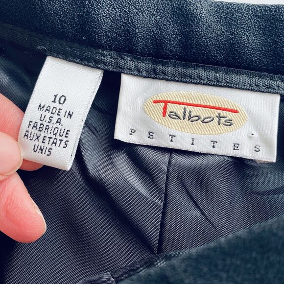 Talbots Dress Pants 10 Petite Black Wool Pleated Lined Minimalist Imperfect - Picture 6 of 9